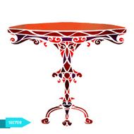 Watercolor vintage round wooden table