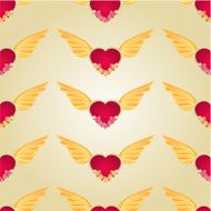 Seamless texture Heart with wings and roses vector