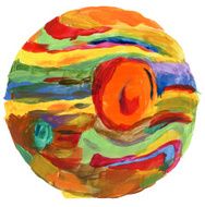 Abstract circle acrylic and watercolor painted background N4