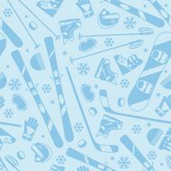 Winter sports seamless pattern with equipment flat icons N3