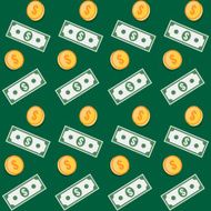 Seamless pattern Coin and paper money symbols