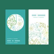 Vector mysterious green garden vertical round frame pattern business cards N3