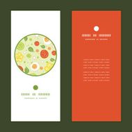 Vector fresh salad vertical round frame pattern invitation greeting cards N2
