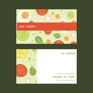 Vector fresh salad horizontal stripe frame pattern business cards set N2