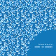 Vector blue white lineart plants frame corner pattern background