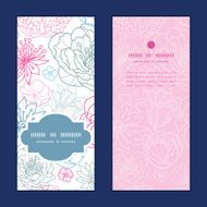 Vector gray and pink lineart florals vertical frame pattern invitation N2