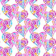 Watercolor colorful seamless pattern with hearts