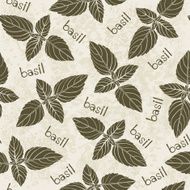 Seamless pattern with basil Monochrome vector illustration N2