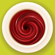 Vector spiral swirling fluid deep red color in white cup