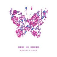 Vector vibrant field flowers butterfly silhouette pattern frame N2