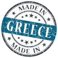 made in Greece blue grunge round stamp