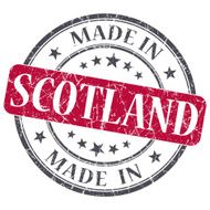 made in SCOTLAND red grunge stamp isolated on white background