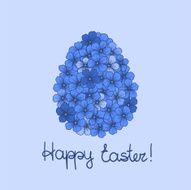 Easter greeting card with flowers graphics in form of eggs