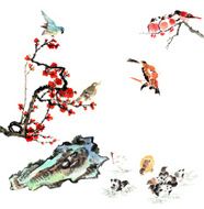 plum bloom stone and animal N107