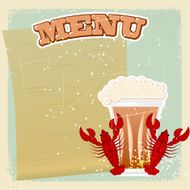Vintage sign with beer and crawfish eps10