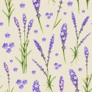 Lavender flower illustrations Watercolor seamless pattern