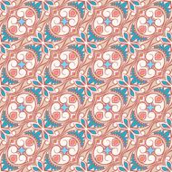 beige and blue floral pattern with swirls