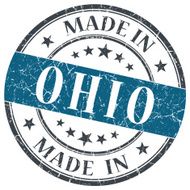 made in Ohio blue round grunge isolated stamp
