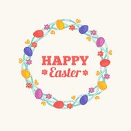 Easter wreath with flowers and eggs