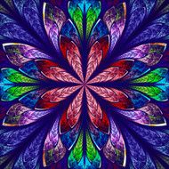 Multicolor beautiful fractal in stained glass window style N9