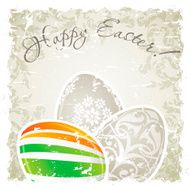 Grungy Easter Background with Decorated Eggs N2