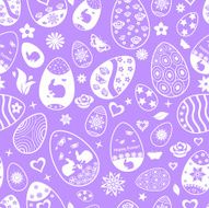 Seamless pattern of Easter eggs white on violet