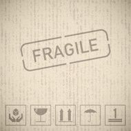 seamless cardboard texture with fragile signs
