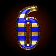 vector golden and blue letter 6 N2