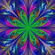 Beautiful multicolor fractal flower Computer generated graphics N4