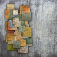 3d fragmented multiple color square tile grunge pattern backdrop N13