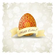 Grungy Easter Background with Decorated Egg