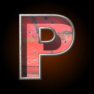 Vector old metal letter p N2