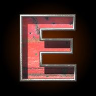 Vector old metal letter e
