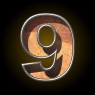 Vector old metal letter 9 N3
