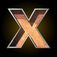 Vector old metal letter x N2
