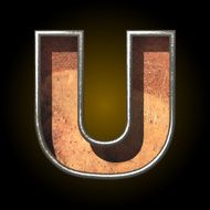 Vector old metal letter u