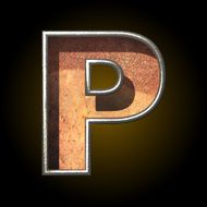 Vector old metal letter p N3