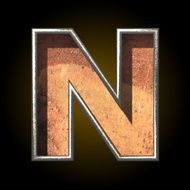 Vector old metal letter n N2