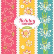 Set of festive ribbons with flowers N2