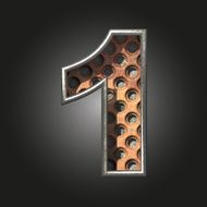 Vector old metal letter 1