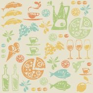 Seamless pattern with mediterranean food elements