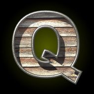 Vector wooden cutted figure q
