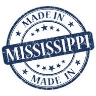 made in Mississippi blue round grunge isolated stamp