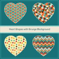 Heart Shapes with Geometric Grunge Background N2