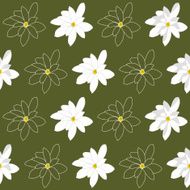 Bright White Magnolia Flowers Seamless vector pattern