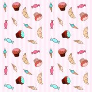 Seamless pattern with cartoon sweets