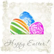 Grungy Easter Background with Decorated Eggs N4