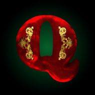 vector velvet q letter with gold