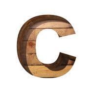 Vector wooden cutted figure c Paste to any background