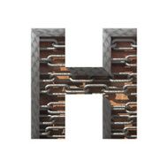 Vector metal cutted figure h Paste to any background N4